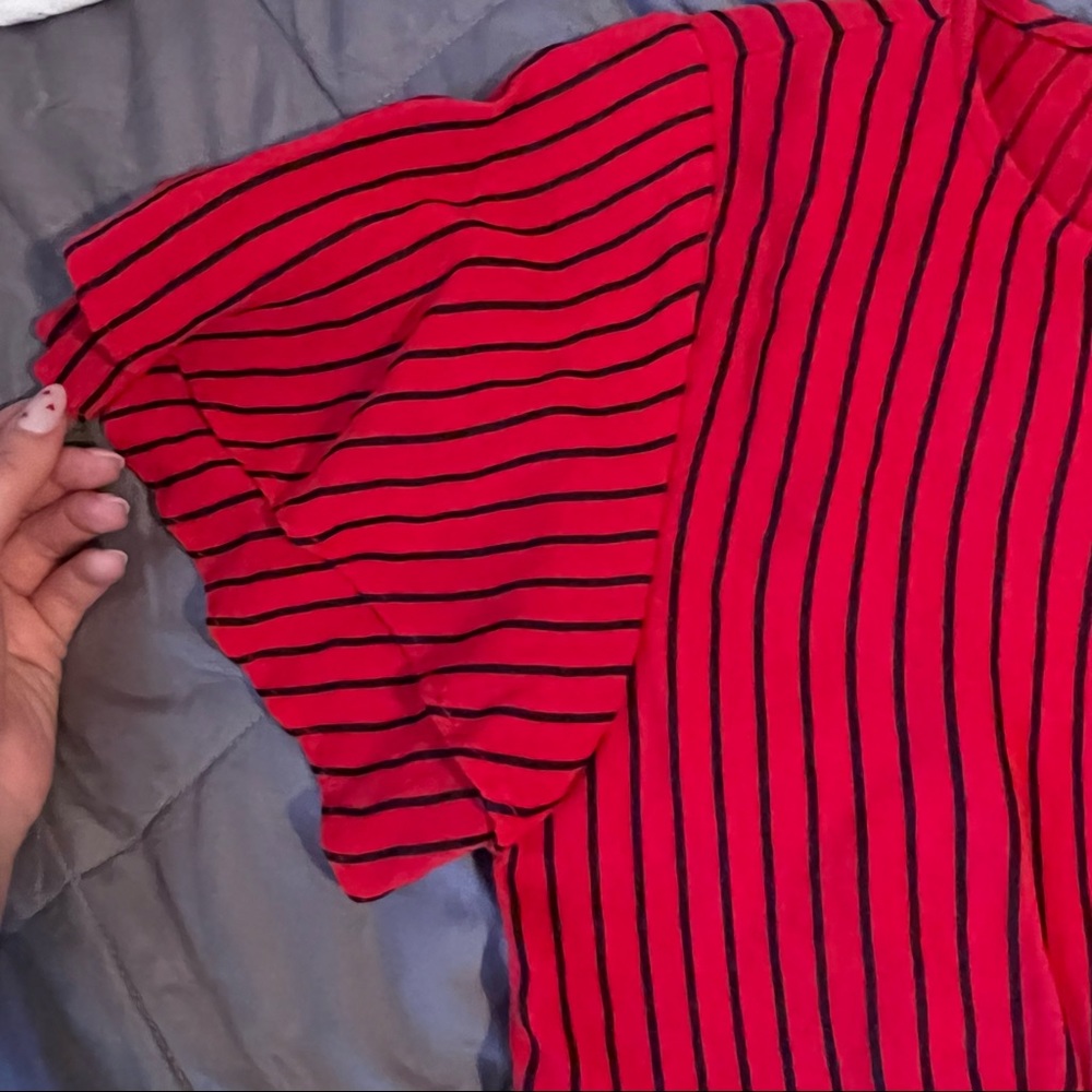 Red and black striped Zara top